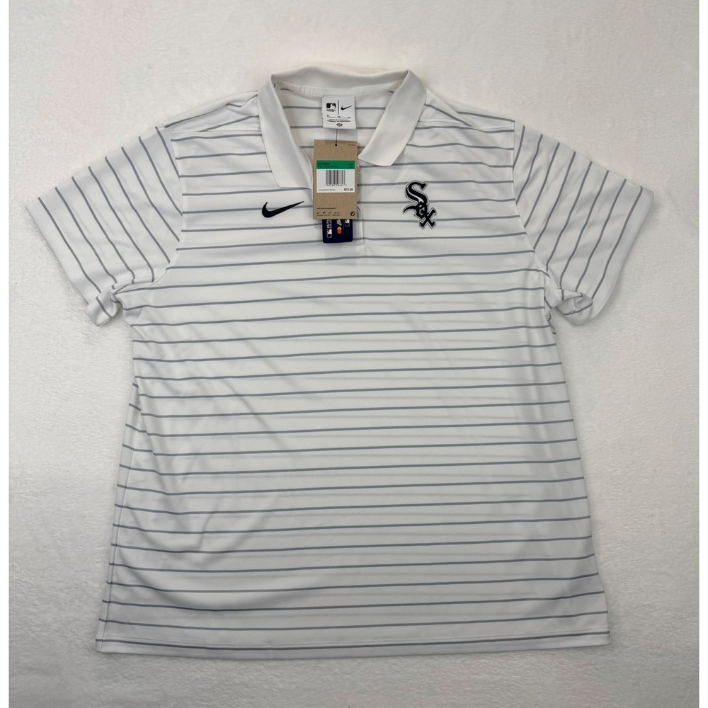 Nike Chicago White Sox MLB Authentic Collection Striped Polo Shirt Womens XL